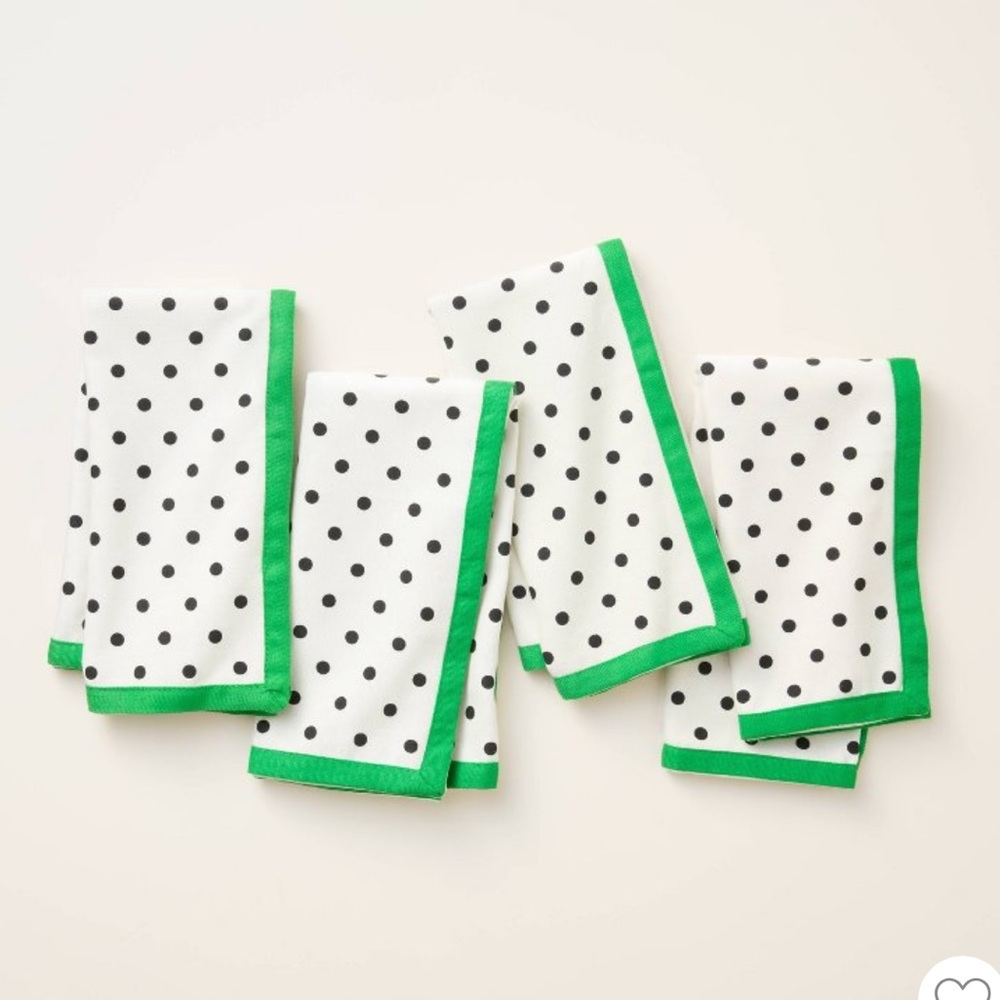 Polka Dot Cloth Dinner Napkins Black/ Cream/Green - kate spade new york x Target